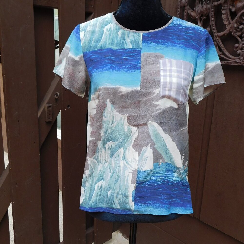Svilu S Silky Ocean Pier Print T-Shirt NEW